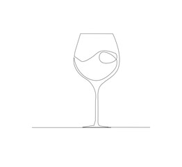 Continuous one line drawing of wine glasses. Champagne toast and cheers in simple linear style.white background Doodle one line vector illustration