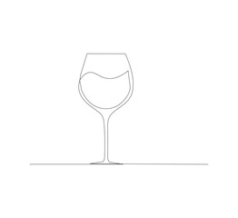 Continuous one line drawing of wine glasses. Champagne toast and cheers in simple linear style.white background Doodle one line vector illustration