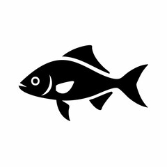 Obraz premium Silhouette of a Fish Simple Black and White Fish Icon