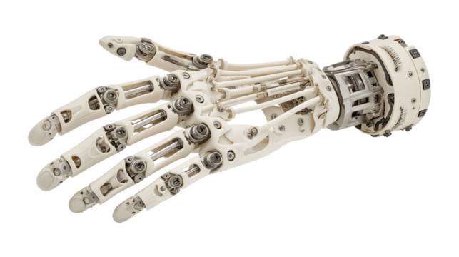 Highly Detailed Robotic Hand Isolated