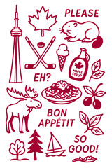 Popular Canadian Menu for Restaurant Cafe on Board  Cuisine Icons Symbols Illustrated