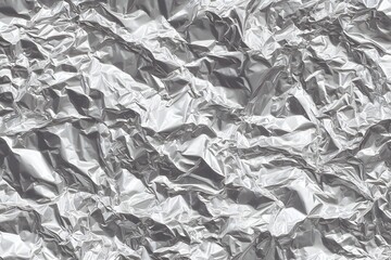 Detailed close-up of crumpled aluminum foil with shadows. A texture study of metal.