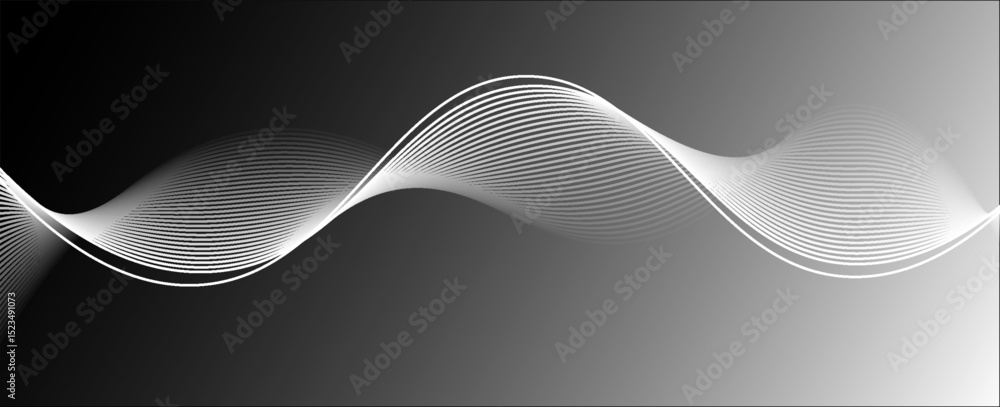 Aufkleber abstract black gradient background with shining lines waves. minimalist background for banner, poste