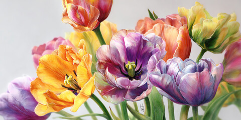 Fototapeta premium Vibrant Spring Tulips A Stunning Floral Arrangement