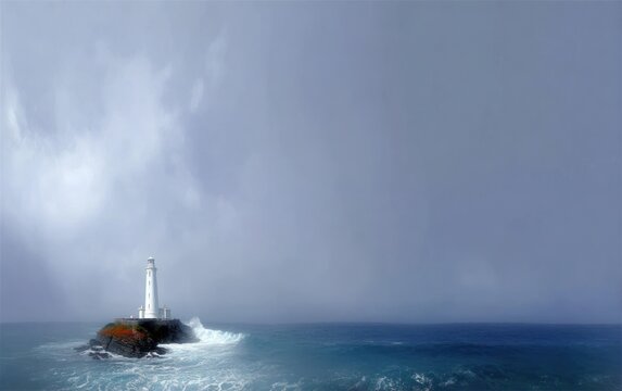 Lighthouse on a stormy sea - Powered by Adobe