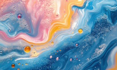 colorfull liquid acrylic paint or fluid bubble flow wallpaper, Abstract background