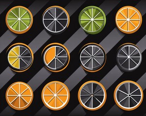 Citrus slices with varying sections