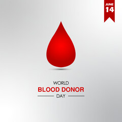 Fototapeta premium World Blood Donor Day Poster with Red Drop Symbol, Minimalist Blood Donation Awareness Design for June 14