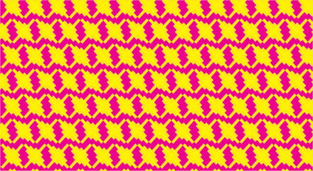 seamless pattern with pink stripes and yellow stripes with shapes