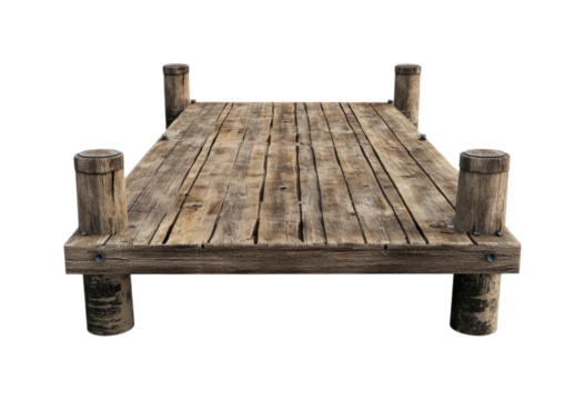 Rustic Wooden Dock with Pillars at the Waterfront Landscape