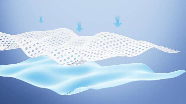 Multiple layers of wave-shaped design for the mattress background, Suite for the presentation of diaper, wet wipes, sanitary pads, mattresses and so on. 3d rendering.