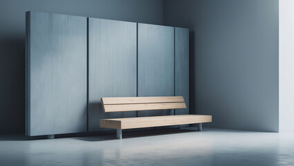 Cool-Toned Minimalist Concrete Bus Shelter Art Installation – 4K Render