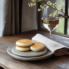 Delicious buns served with fine white wine