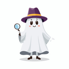 A clever ghost in detective gear, perfect for mystery-themed Halloween designs or storybook art