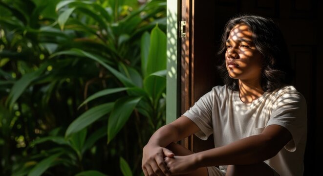 Contemplative moment during national minority mental health awareness month campaign