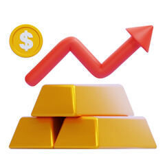 PNG 3D Gold Prices Rise Icon Isolated on a White Background
