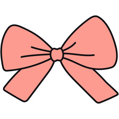 Cute Ribbon Bows. Elegant red and pink ribbons bow for decorate gift for holiday. Set of cute wavy bows vector drawn illustration. Decorative bows of different shapes.
