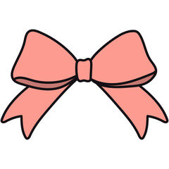 Cute Ribbon Bows. Elegant red and pink ribbons bow for decorate gift for holiday. Set of cute wavy bows vector drawn illustration. Decorative bows of different shapes.