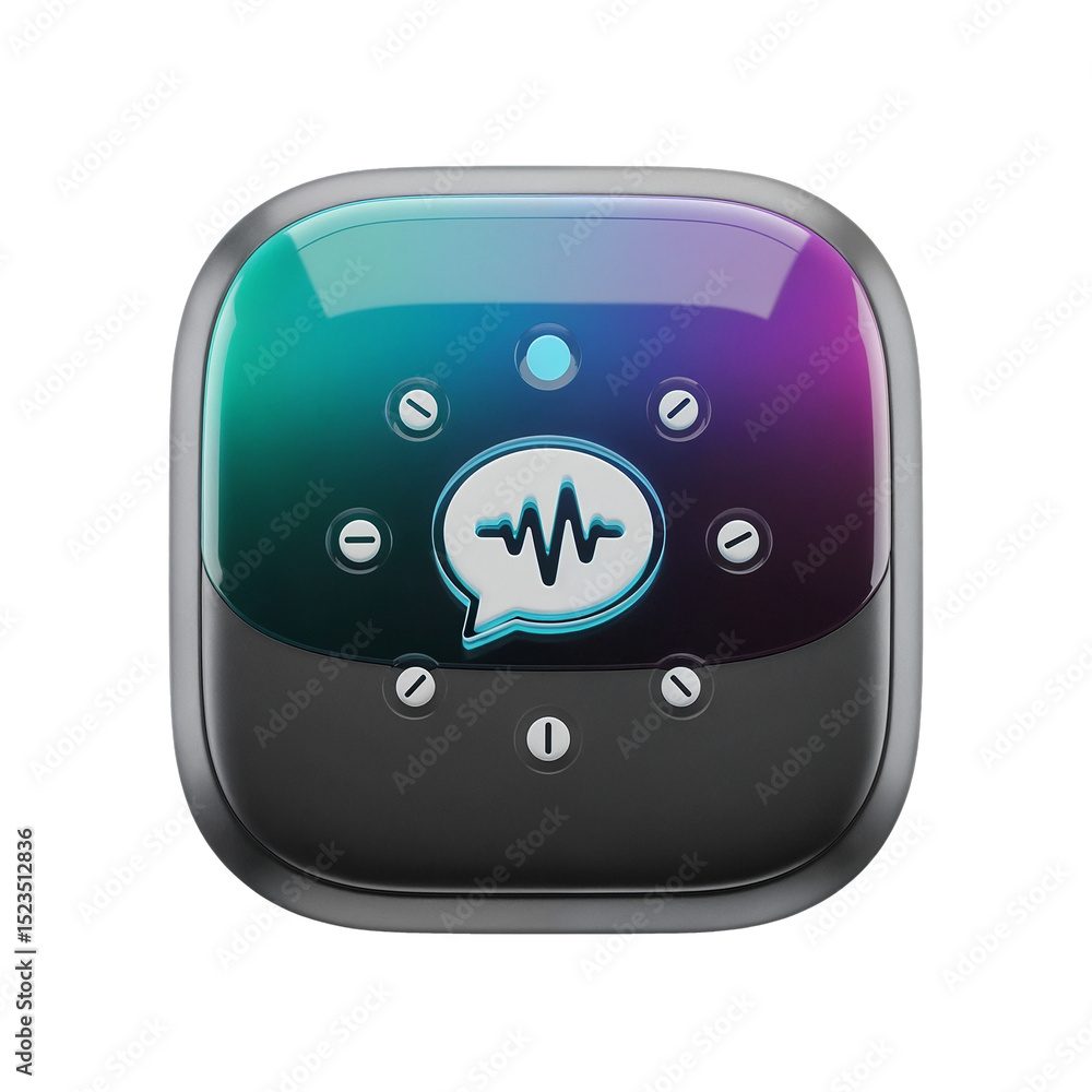 Poster voice message playing on futuristic device with transparent background
