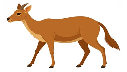 Fototapeta premium Stylized depiction of a brown antelope with slender legs and short horns