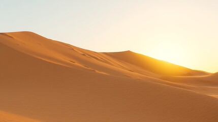 Golden sand dunes at sunset time