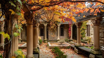 Golden Whispers: Embracing the Rustic Elegance and Timeless Magic of an Autumn Courtyard