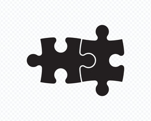 Black Puzzle Connection Symbol Flat Jigsaw Vector for Teamwork and Strategy Concepts