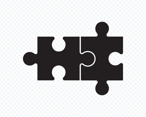 Obraz premium Puzzle Icon Vector Two Interlocking Jigsaw Pieces for Connection and Cooperation