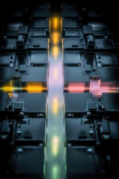 Abstract technological structure with glowing lines