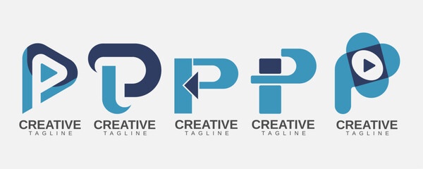 Premium P Logo Concept for Corporate Identity and Branding, Logo bundle set, Stylish and Creative P Letter mark for Modern Companies, 5 set collection