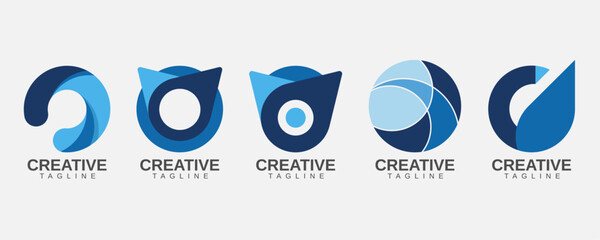 Stylish Abstract Logo Design for Contemporary Brands, Logo Design bundle set, Professional Company Logos Using Modern Shapes and Minimalist Symbols, 5 set collection