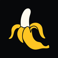 peeled banana minimalist vector art