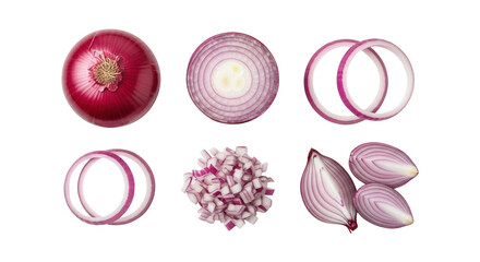 Red onion slices and diced