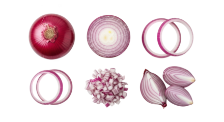 Red onion slices and diced