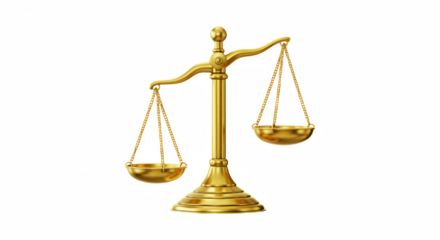 Golden balance scale isolated on black background symbolizing justice and fairness