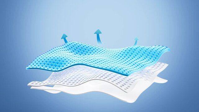 Multiple layers of wave-shaped design for the mattress background, Suite for the presentation of diaper, wet wipes, sanitary pads, mattresses and so on. 3d rendering.