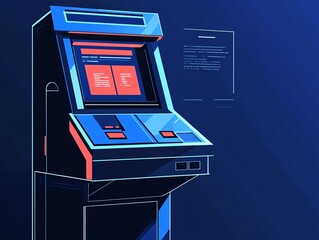 High-tech voting booth showcase modern technology graphic design digital environment futuristic viewpoint