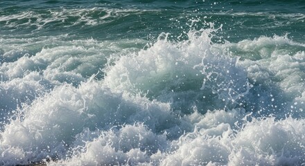 Oceanic energy captured, a dynamic seascape of crashing waves and sea foam explosion