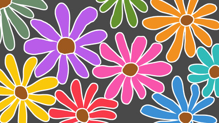 Cute seamless colourful floral design wallpaper background 