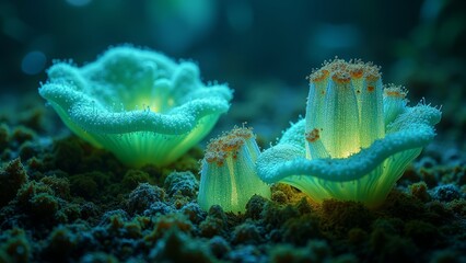 Green glowing mushroom art image