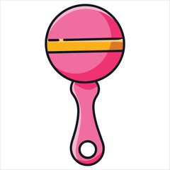 Cute pink rattle vector for baby girls. Ideal for nursery room decor, newborn essentials, and child care product visuals.