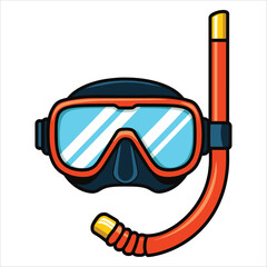 Diving equipment vector with orange mask and snorkel. Ideal for underwater adventures, ocean sports, and swimming gear designs.
