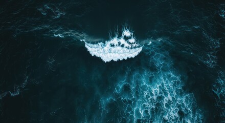 Abstract aerial view of ocean waves creating dynamic textures and patterns