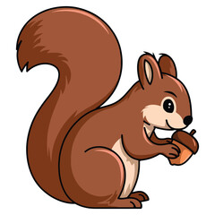 Cartoon squirrel vector illustration isolated on white background. Playful wildlife character perfect for animal themes, nature designs.