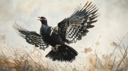 Obraz premium A beautiful bird is taking flight in a natural environment