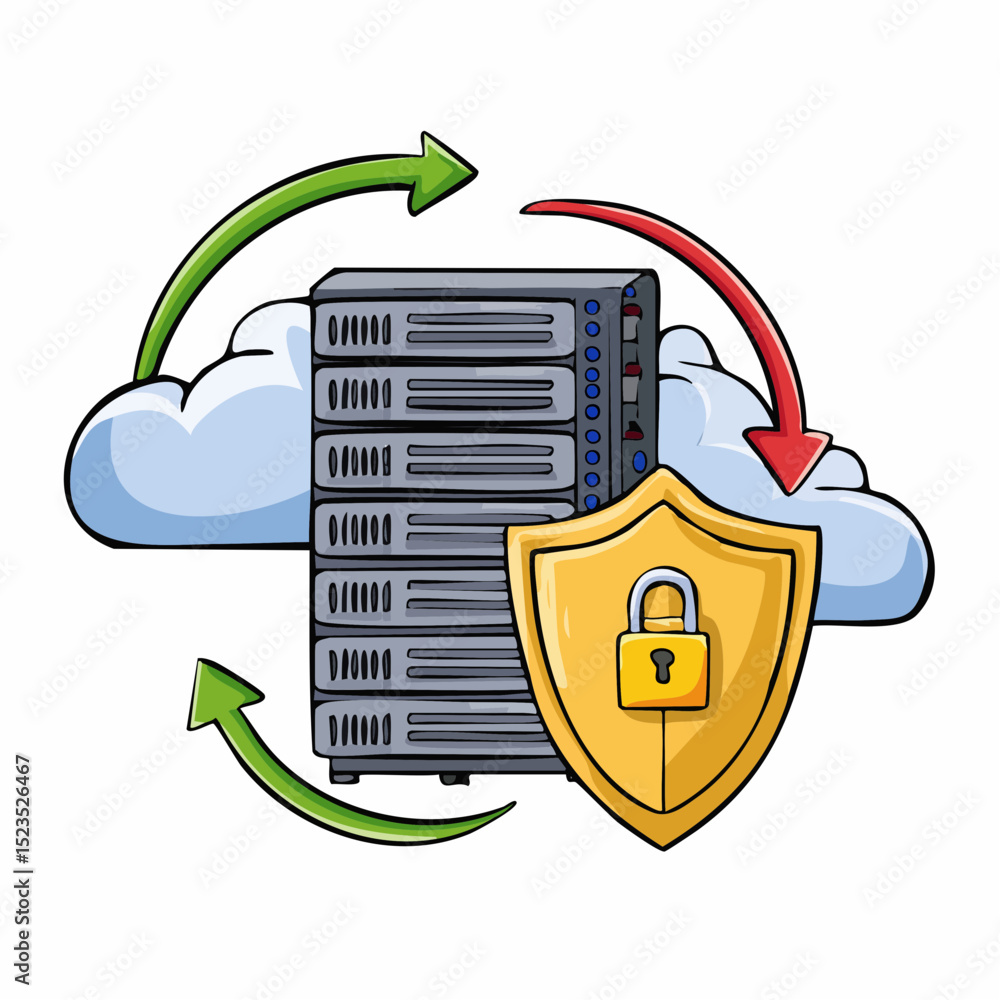 Aufkleber secure cloud storage data protection, server rack, and secure data transfer