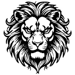 Obraz premium Lion Head Vector Line Art Tattoo Design