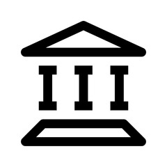 Ecommerce interface icon. Bank building icon, simple outline design, representing financial institutions, banking, or money services, suitable for finance, investment, or corporate websites.