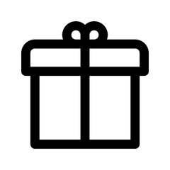 Ecommerce interface icon. Gift box icon, simple outline design, representing presents, celebration, or special offers, suitable for holidays, birthdays, or promotional content.