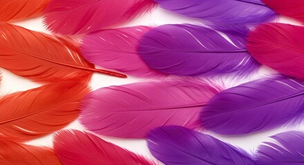 Fototapeta premium Colorful Abstract Feather Design in Purple, Pink, and Red with Rainbow Hues
